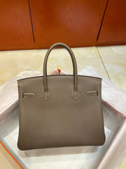 Birkin 30 Retourne in Etoupe Togo Leather with White Stitching (Palladium Hardware)