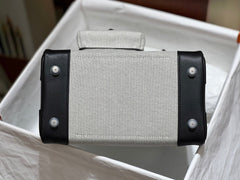 Birkin Cargo 25 Black Leather and Ecru Canvas Multi-Pocket Mini Bag