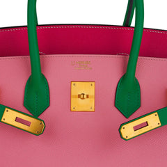 Birkin 35 HSS Bag Rose Confetti/Rose Tyrien/Bamboo Brushed Gold Hardware
