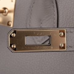 Birkin 25 Bag Gris Asphalte Novillo Leather Gold Hardware
