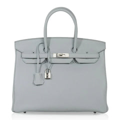 Birkin 35 Bag Blue Bleu Pale Togo Palladium Hardware