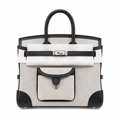 Birkin Cargo 25 Black Leather and Ecru Canvas Multi-Pocket Mini Bag