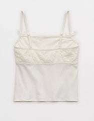 Baumwoll-Ripp-Tanktop mit Spitze für Festivals