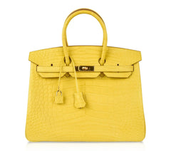 Birkin 35 Bag Matte Alligator Mimosa Gold Hardware Crazy Fabulous