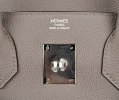 Birkin 30 Bag Gris Asphalte Togo Palladium Hardware
