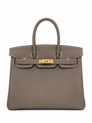 Birkin 30 Retourne in Etoupe Togo Leather with White Stitching (Gold Hardware)