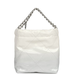 Chanel Mini 22 Bag White and Silver Ombre Metallic Calfskin Silver Hardware