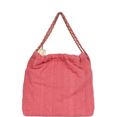 Chanel Small 22 Bag Light Red Washed Denim Gold Hardware
