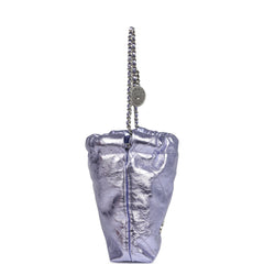 Chanel Mini 22 Bag Purple Metallic Calfskin Brushed Silver Hardware