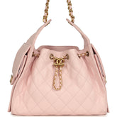 Chanel Small 25 Hobo Bag Light Pink Caviar Antique Gold Hardware