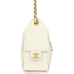 Chanel Mini 25 Hobo Bag White Caviar Antique Gold Hardware