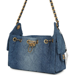 Chanel Mini 25 Hobo Bag Blue Washed Denim Antique Gold Hardware