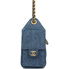 Chanel Mini 25 Hobo Bag Blue Washed Denim Antique Gold Hardware
