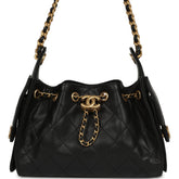 Chanel Mini 25 Hobo Bag Black Caviar Antique Gold Hardware