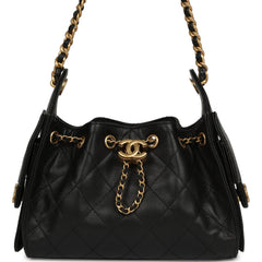 Chanel Mini 25 Hobo Bag Black Caviar Antique Gold Hardware