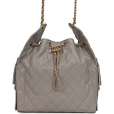 Chanel Medium 25 Hobo Bag Dark Grey Caviar Antique Gold Hardware