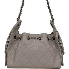 Chanel Mini 25 Hobo Bag Dark Grey Caviar Aged Ruthenium Hardware