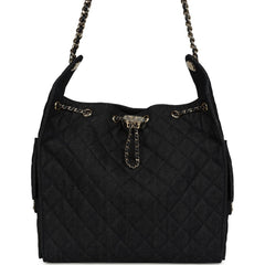 Chanel Medium 25 Hobo Bag Dark Denim Light Gold Hardware