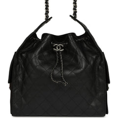 Chanel Medium 25 Hobo Bag Black Caviar Aged Ruthenium Hardware