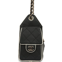 Chanel Mini 25 Hobo Bag Black and White Calfskin Light Gold Hardware