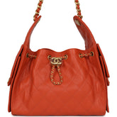 Chanel Small 25 Hobo Bag Dark Orange Caviar Antique Gold Hardware