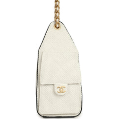 Chanel Small 25 Hobo Bag White Raffia and Black Calfskin Antique Gold Hardware