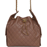 Chanel Medium 25 Hobo Bag Brown Caviar Antique Gold Hardware