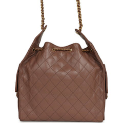 Chanel Medium 25 Hobo Bag Brown Caviar Antique Gold Hardware