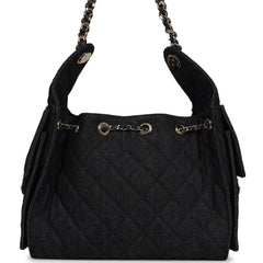 Chanel Small 25 Hobo Bag Dark Blue Denim Light Gold Hardware