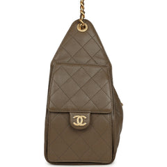Chanel Small 25 Hobo Bag Dark Khaki Caviar Antique Gold Hardware