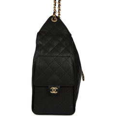 Chanel Medium 25 Hobo Bag Black Caviar Antique Gold Hardware