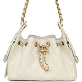 Chanel Mini 25 Hobo Bag White Caviar Antique Gold Hardware
