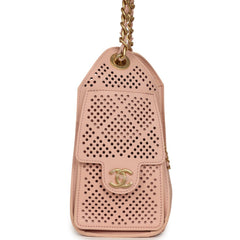 Chanel Mini 25 Hobo Bag Light Pink Perforated Calfskin Antique Gold Hardware