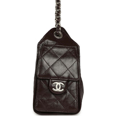 Chanel Mini 25 Hobo Bag Dark Brown Shiny Crumpled Calfskin Silver Hardware