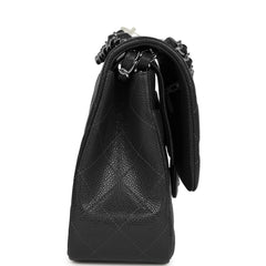 Chanel Jumbo Classic Double Flap Bag Dark Grey Caviar Silver Hardware