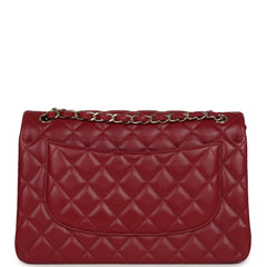 Pre-owned Chanel Jumbo Classic Double Flap Bag Burgundy Lambskin Light Gold Hardware