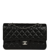 Pre-owned Chanel Medium Classic Double Flap Black Caviar Silver Hardware