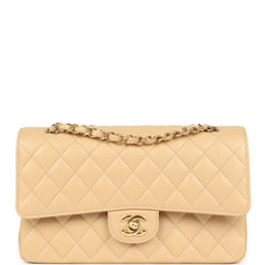 Chanel Medium Classic Double Flap Beige Clair Caviar Gold Hardware