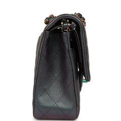 Pre-owned Chanel Medium Classic Double Flap Bag Iridescent Purple Goatskin Rainbow Hardware