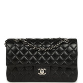 Pre-owned Chanel Medium Classic Double Flap Black Caviar Silver Hardware