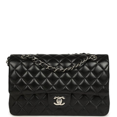 Pre-owned Chanel Medium Classic Double Flap Black Caviar Silver Hardware