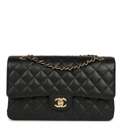 Chanel Medium Classic Double Flap Bag Black Caviar Gold Hardware