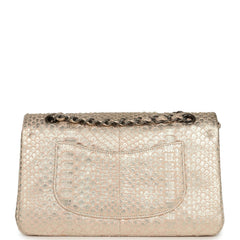 Pre-owned Chanel Medium Classic Double Flap Bag Light Pink, Silver Python Aged Bronze Hardware