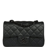 Chanel Mini Classic Rectangular Flap Bag So Black Iridescent Lambskin Black Hardware