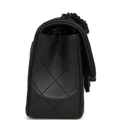 Chanel Mini Classic Rectangular Flap Bag So Black Iridescent Lambskin Black Hardware