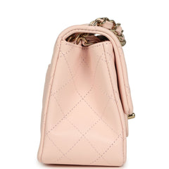Chanel Mini Classic Square Flap Bag Pink Lambskin Gold Hardware