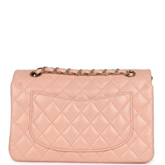 Pre-owned Chanel Small Classic Double Flap Light Pink Lambskin Gold Hardware