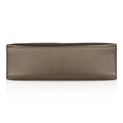 Kelly Pochette Metallic Bronze Clutch Bag Chevre Palladium