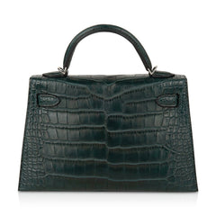 Kelly 20 Mini Sellier Bag Vert Cypress Matte Alligator Palladium