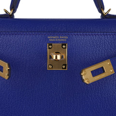 Kelly 20 Mini Sellier Bag Blue de Royal Chevre Leather Gold Hardware